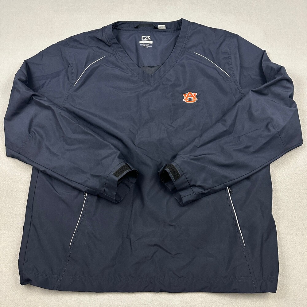 Auburn Tigers Jacket Men Medium Blue Pullover Windbreaker UA Logo NCAA Pockets M